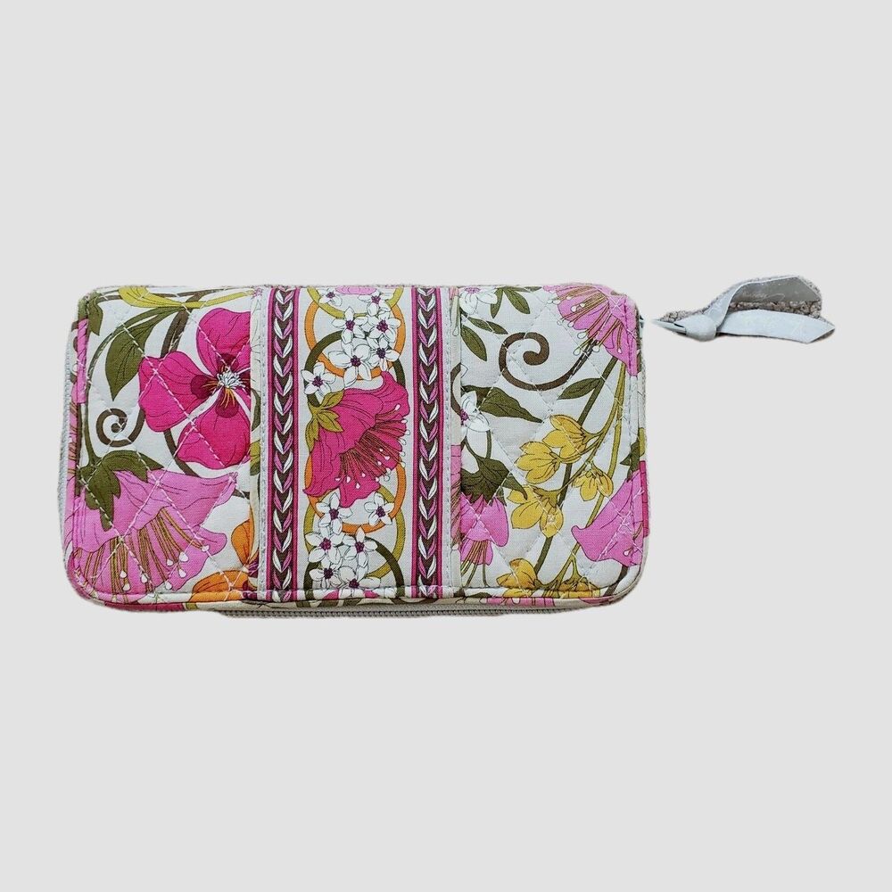 Vera Bradley Zip Around Accordion Wallet Tea Garden Floral Clean Card ID Holder